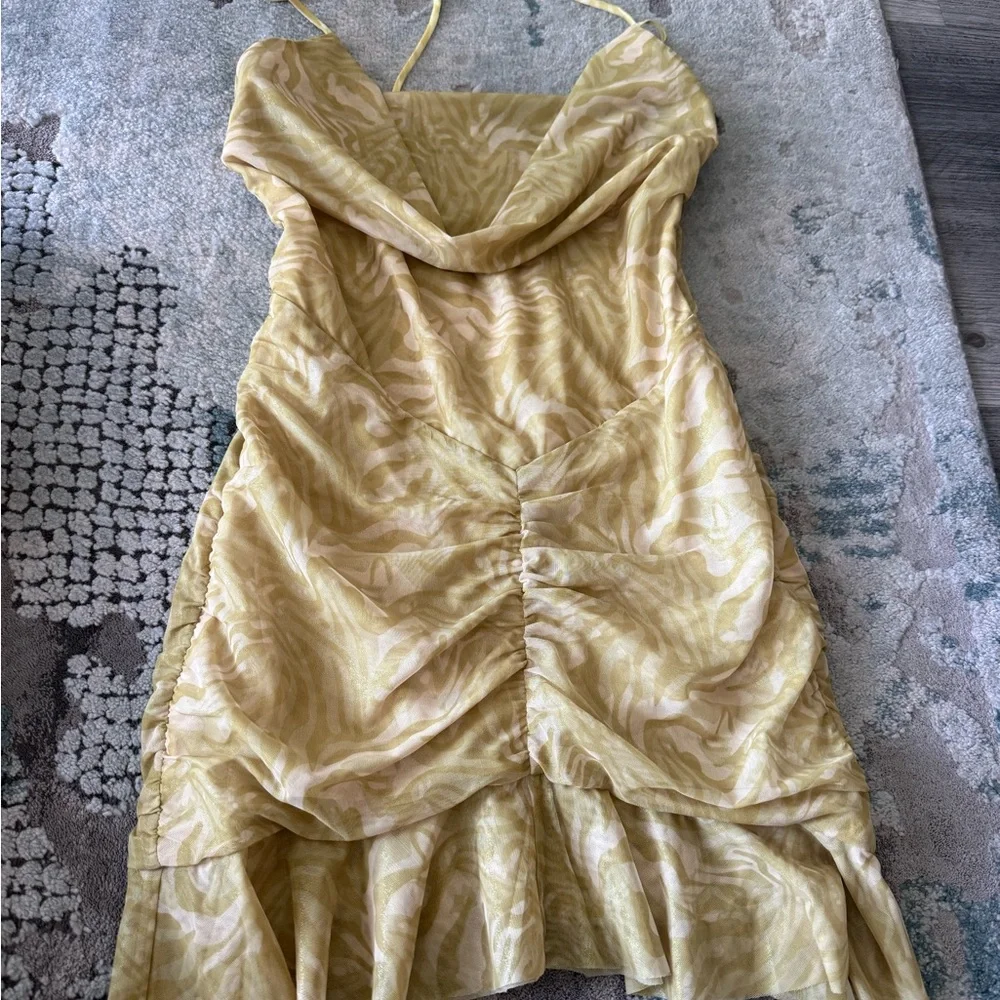 Mistress Rocks Olive Print Ruffle Mini Dress - Picture 3 of 4